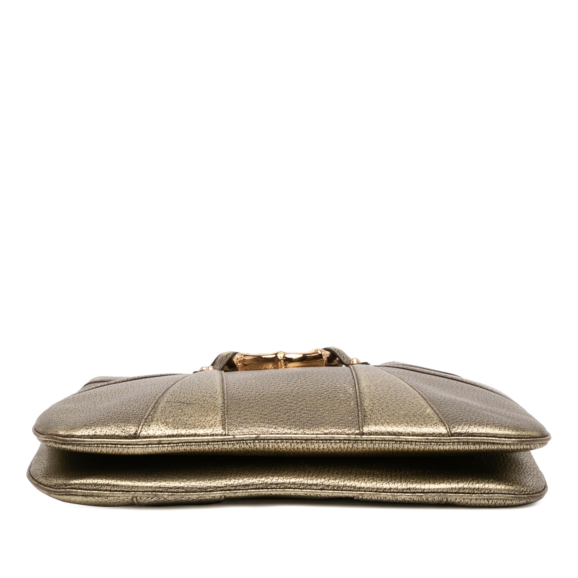 Gucci Metallic Calfskin Bamboo Ring Chain Shoulder Bag
