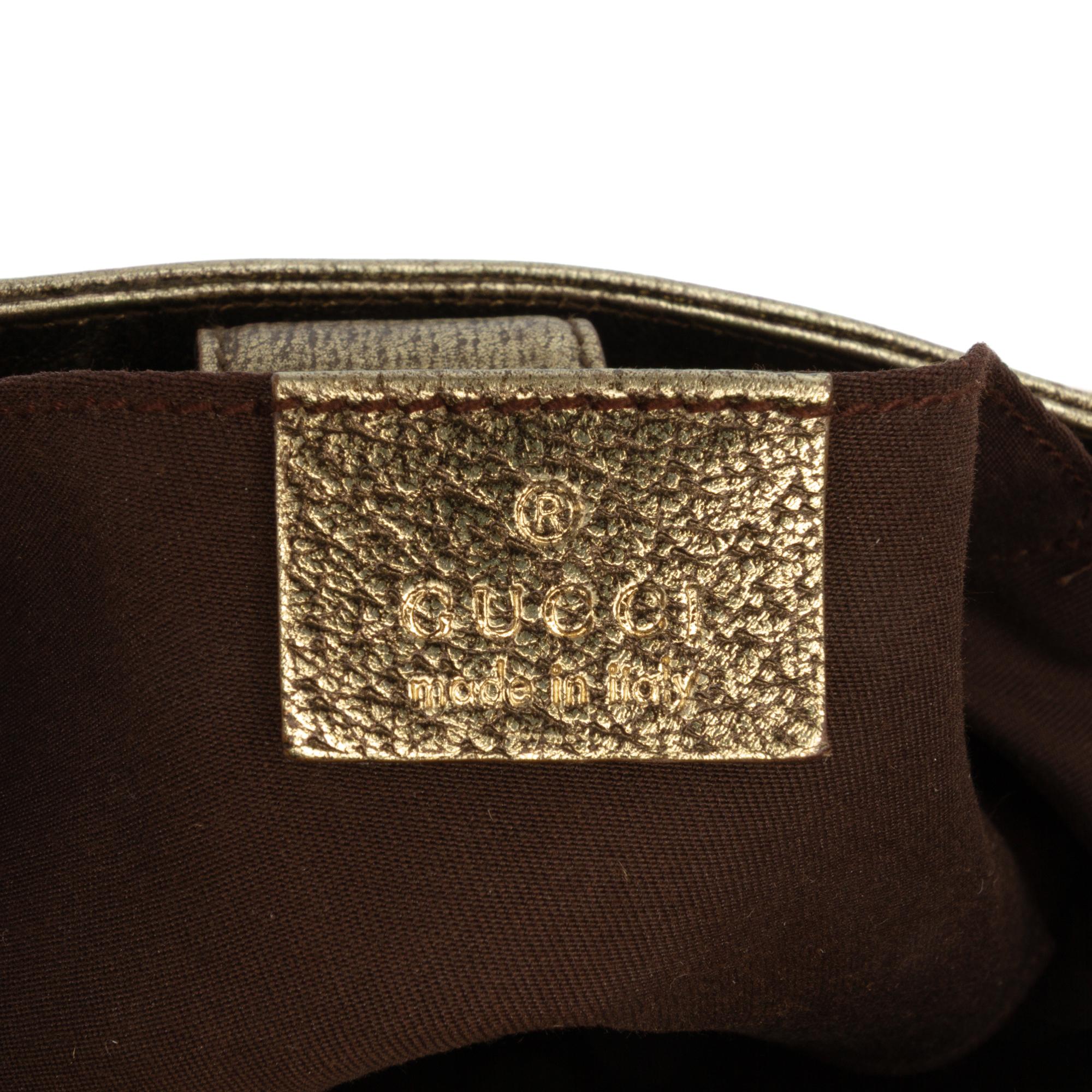 Gucci Metallic Calfskin Bamboo Ring Chain Shoulder Bag