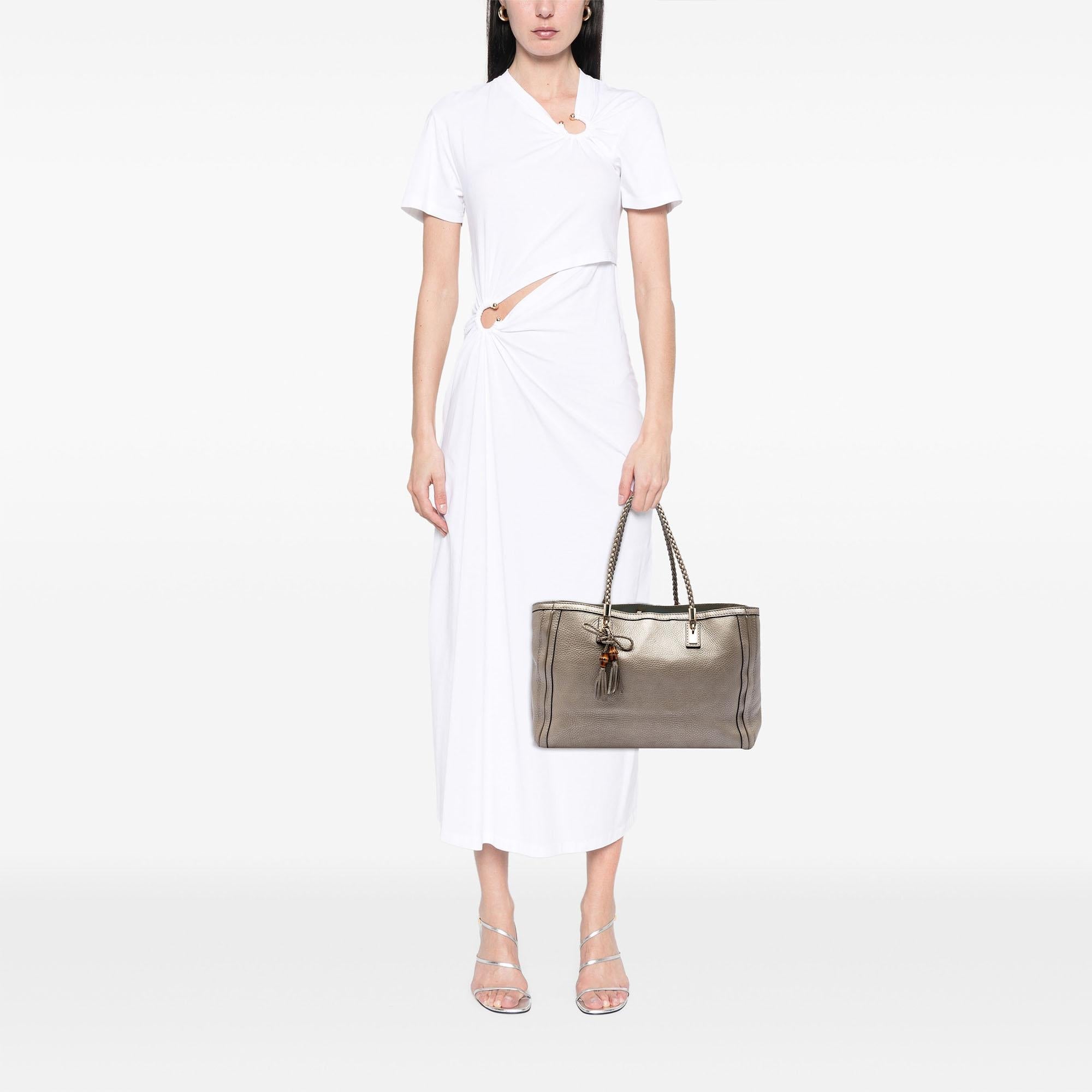 Gucci Metallic Grained Leather Bella Tote