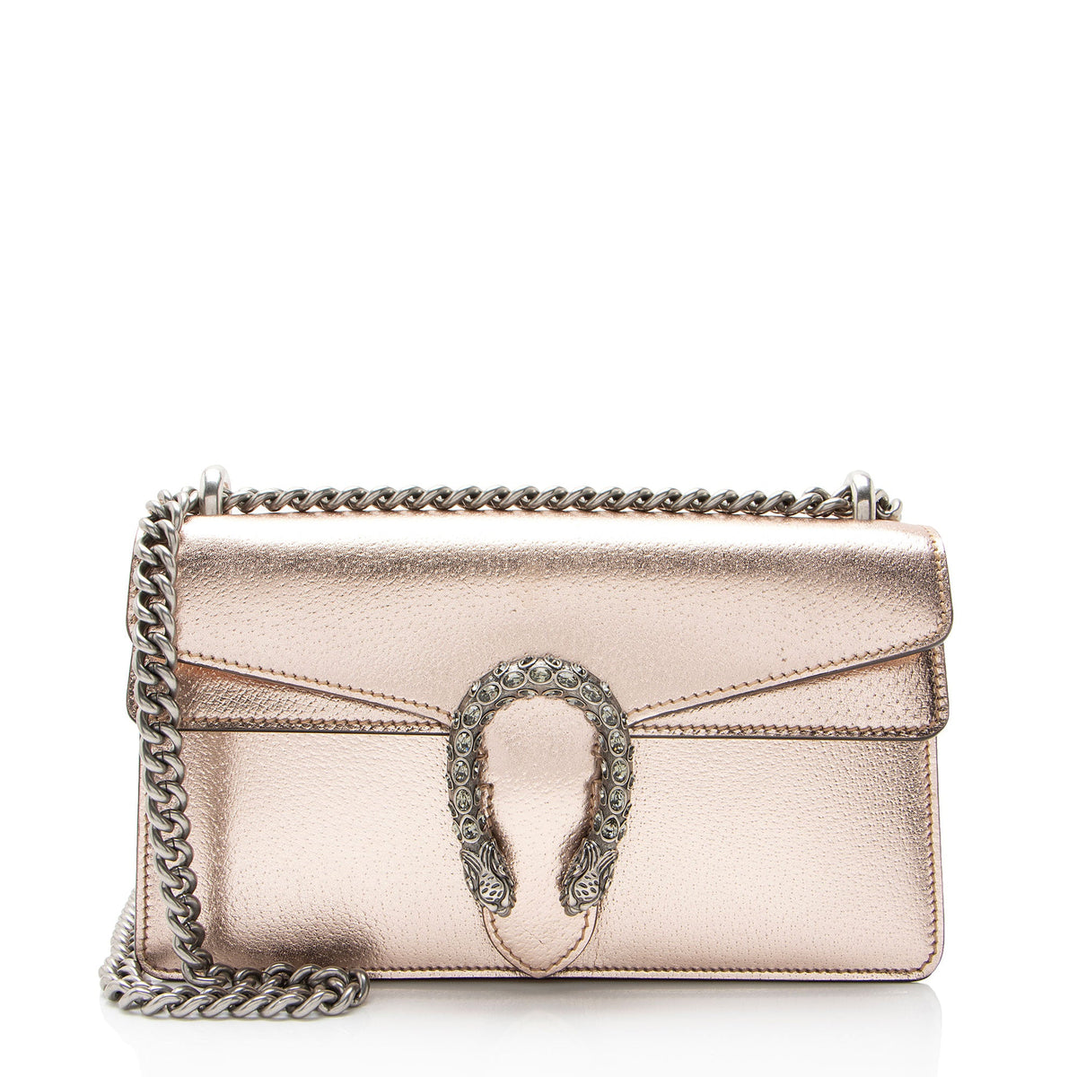 Gucci Metallic Leather Crystal Dionysus Medium E/W Shoulder Bag