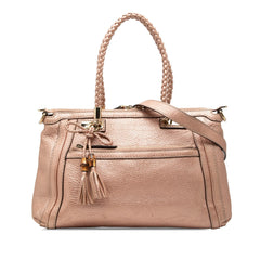 Gucci Metallic Pebbled Calfskin Bella Satchel