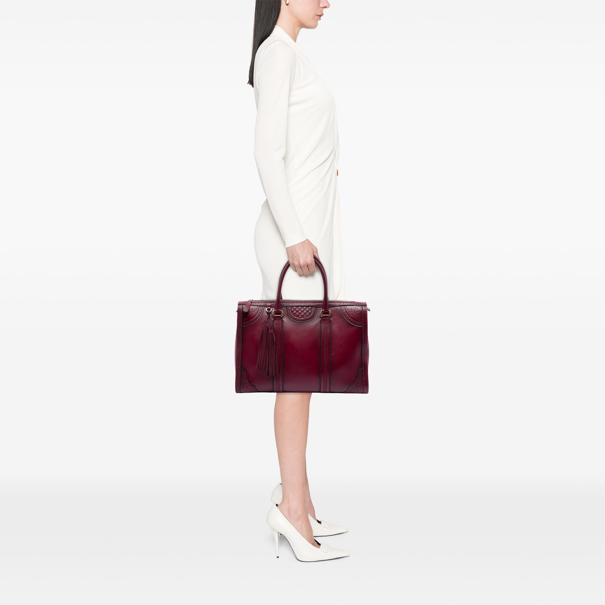 Gucci Microguccissima Trimmed Brogue Duilio Boston Bag