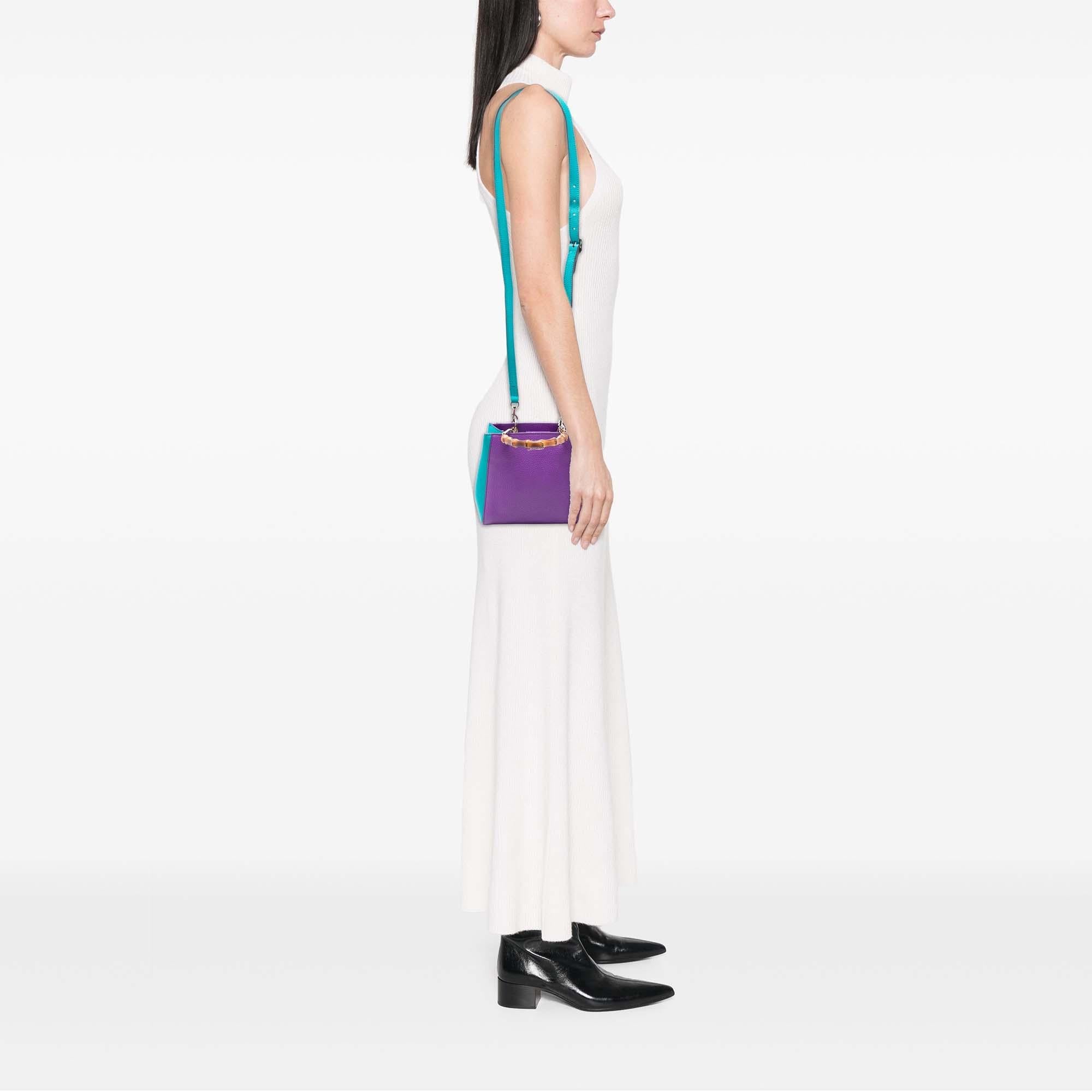 Gucci Mini Bicolor Calfskin Bamboo Shopper Satchel