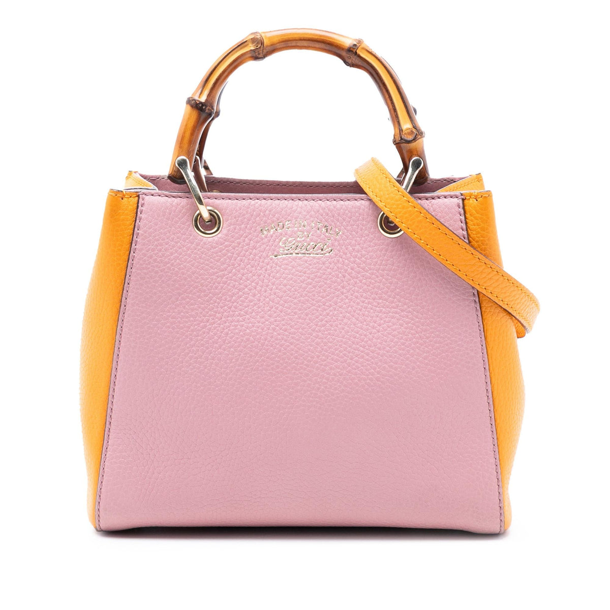 Gucci Mini Bicolor Calfskin Bamboo Shopper Satchel