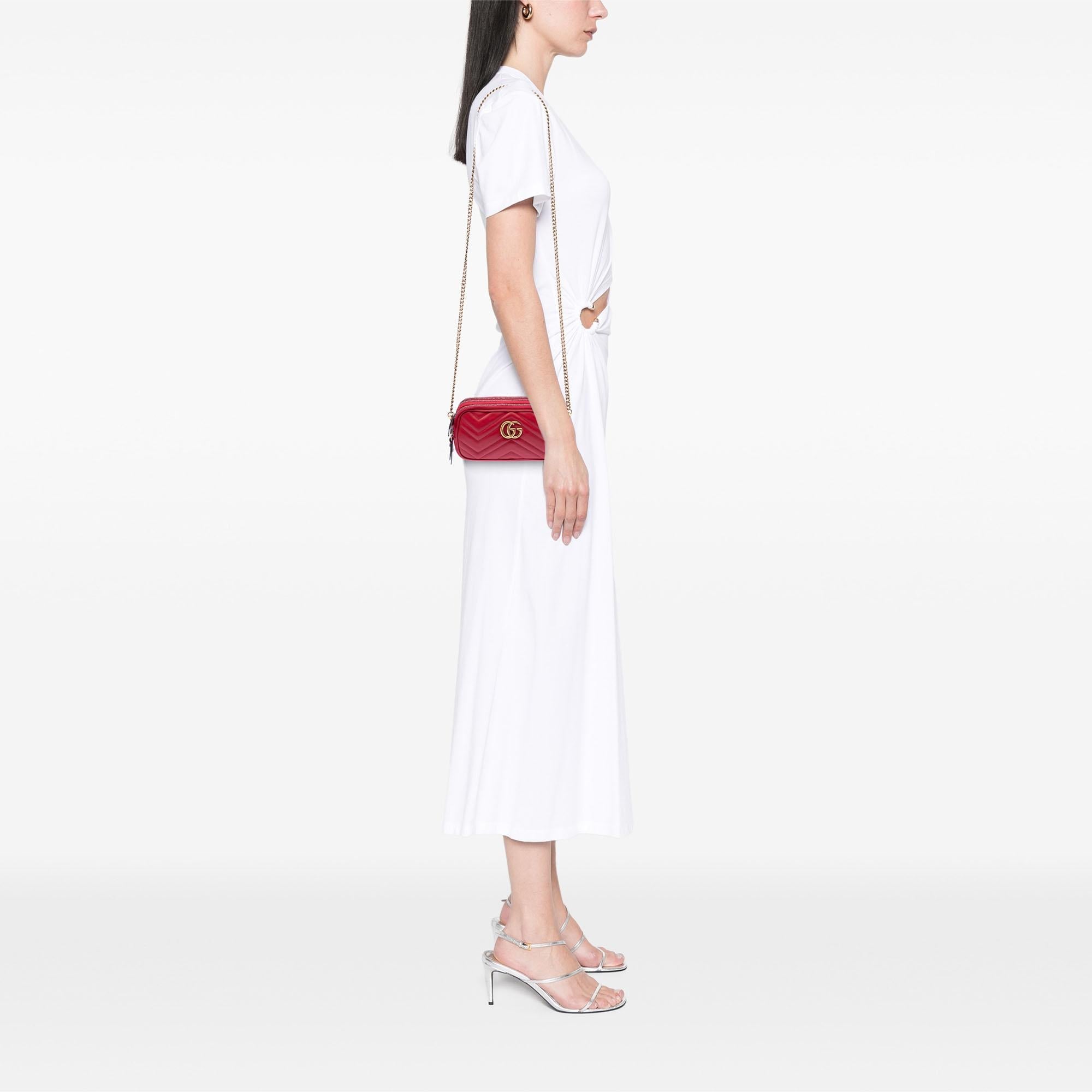 Gucci Mini Calfskin GG Marmont Triple Zip Crossbody