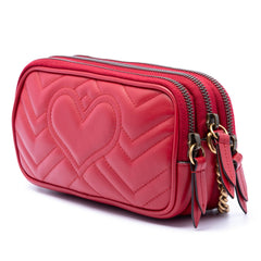 Gucci Mini Calfskin GG Marmont Triple Zip Crossbody