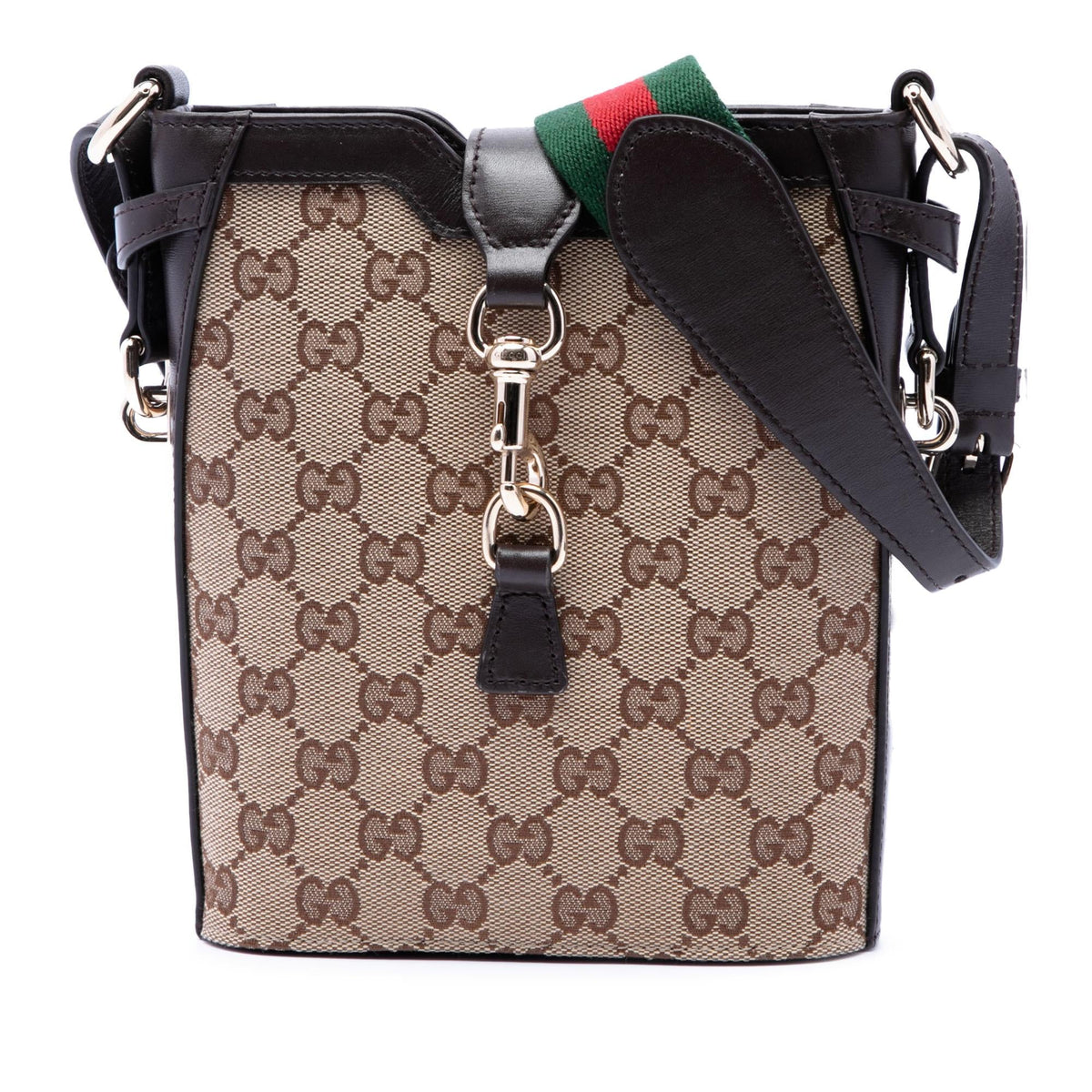 Gucci Mini GG Canvas Web Bucket Bag