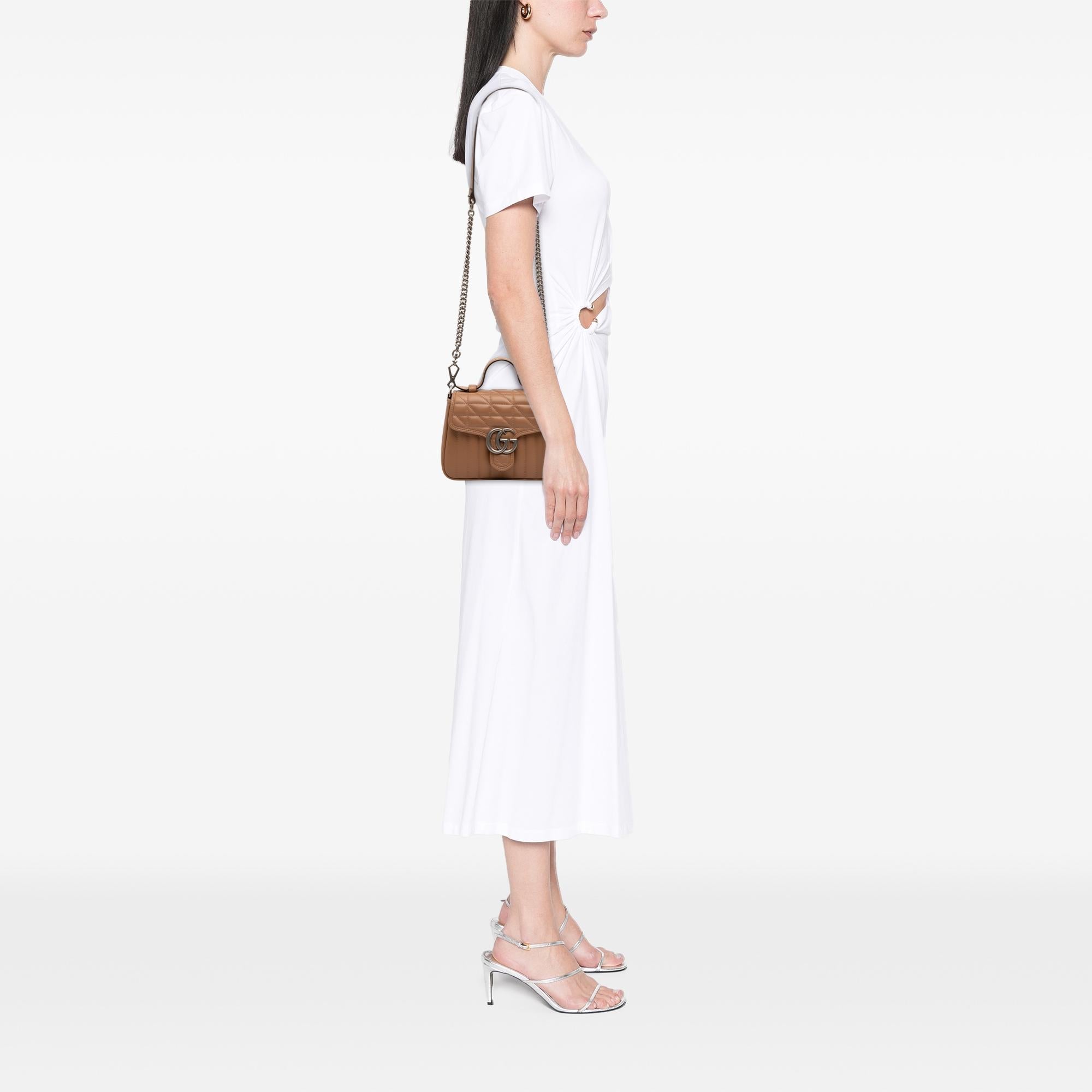 Gucci Mini GG Marmont Matelasse Calfskin Aria Top Handle Bag