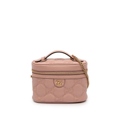 Gucci Mini GG Marmont Matelasse Calfskin Top Handle Vanity Chain Bag