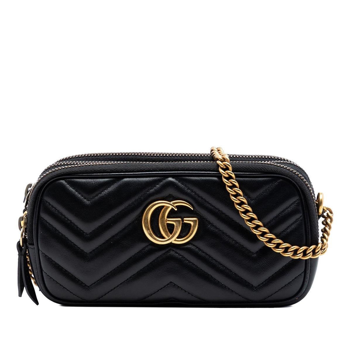 Gucci Mini GG Marmont Matelasse Leather Triple Zip Crossbody