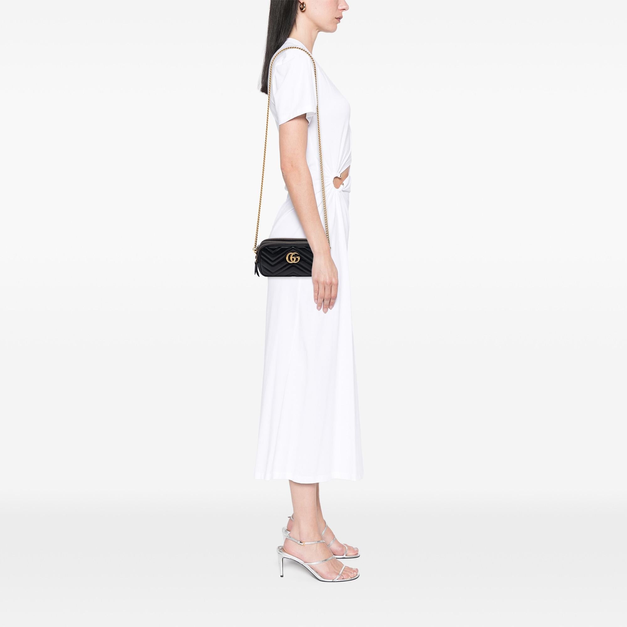 Gucci Mini GG Marmont Matelasse Leather Triple Zip Crossbody