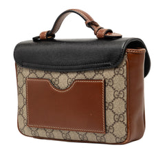 Gucci Mini GG Supreme and Calfskin Padlock Flap Pocket Satchel