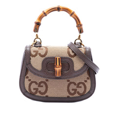 Gucci Mini Jumbo GG Canvas 1947 Bamboo Top Handle Bag