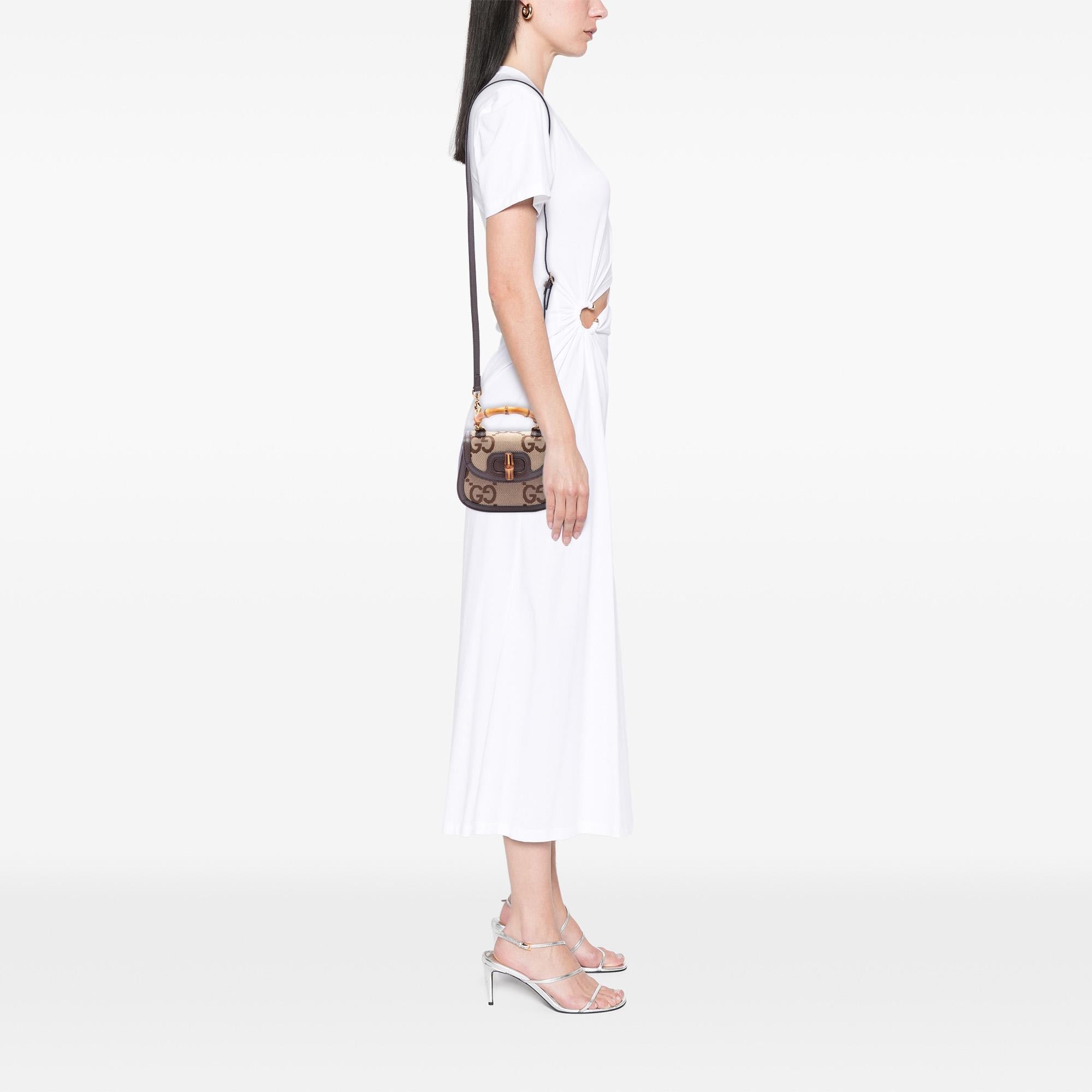 Gucci Mini Jumbo GG Canvas 1947 Bamboo Top Handle Bag