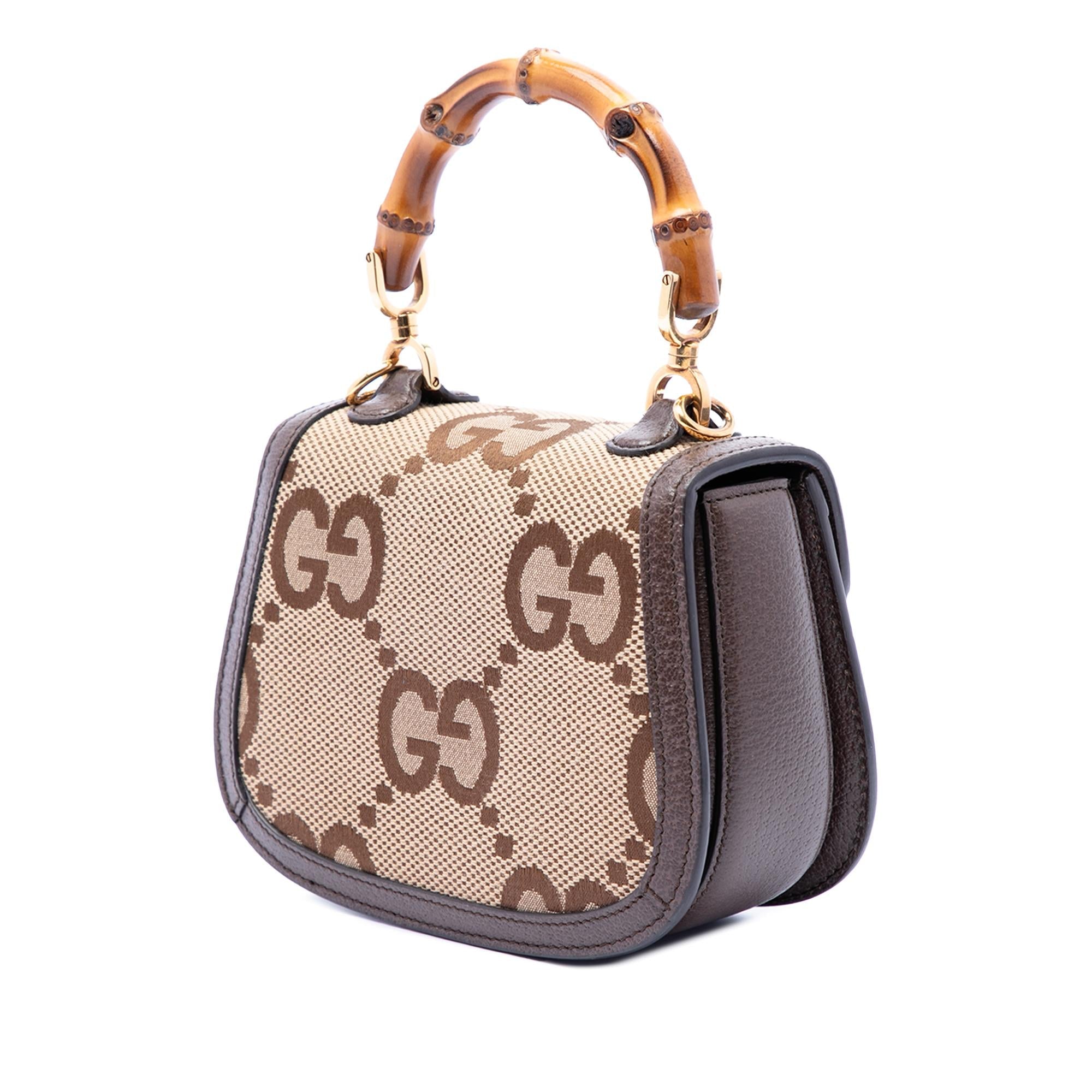 Gucci Mini Jumbo GG Canvas 1947 Bamboo Top Handle Bag
