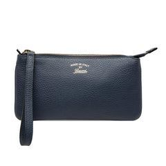 Gucci Pebbled Leather Swing Wristlet Pouch