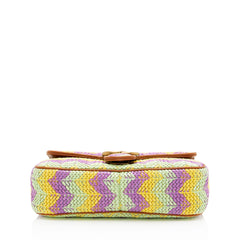 Gucci Raffia GG Marmont Medium Flap Bag