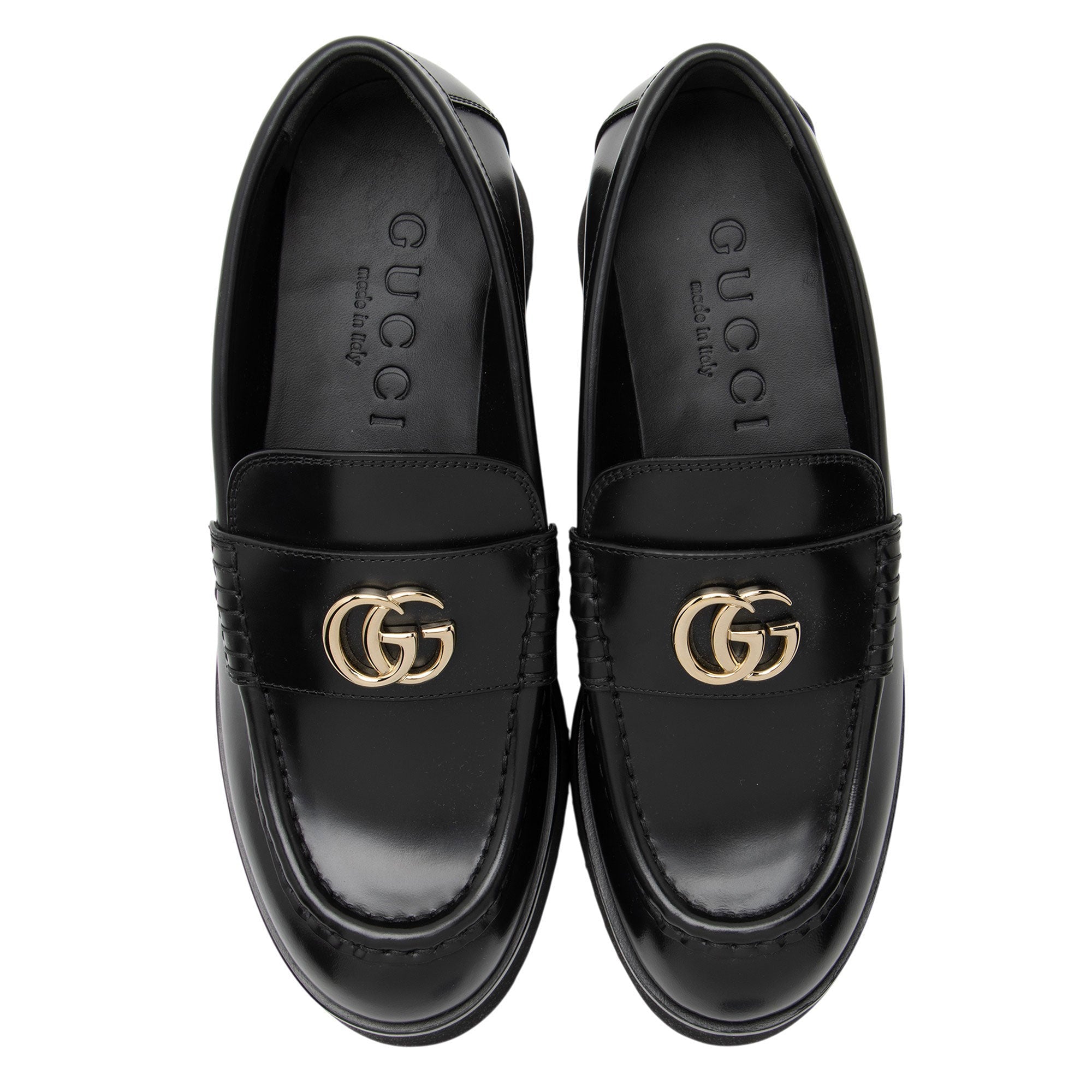 Gucci Shiny Calfskin GG Creeper Platform Loafers - Size 7.5 / 37.5