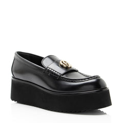 Gucci Shiny Calfskin GG Creeper Platform Loafers - Size 7.5 / 37.5