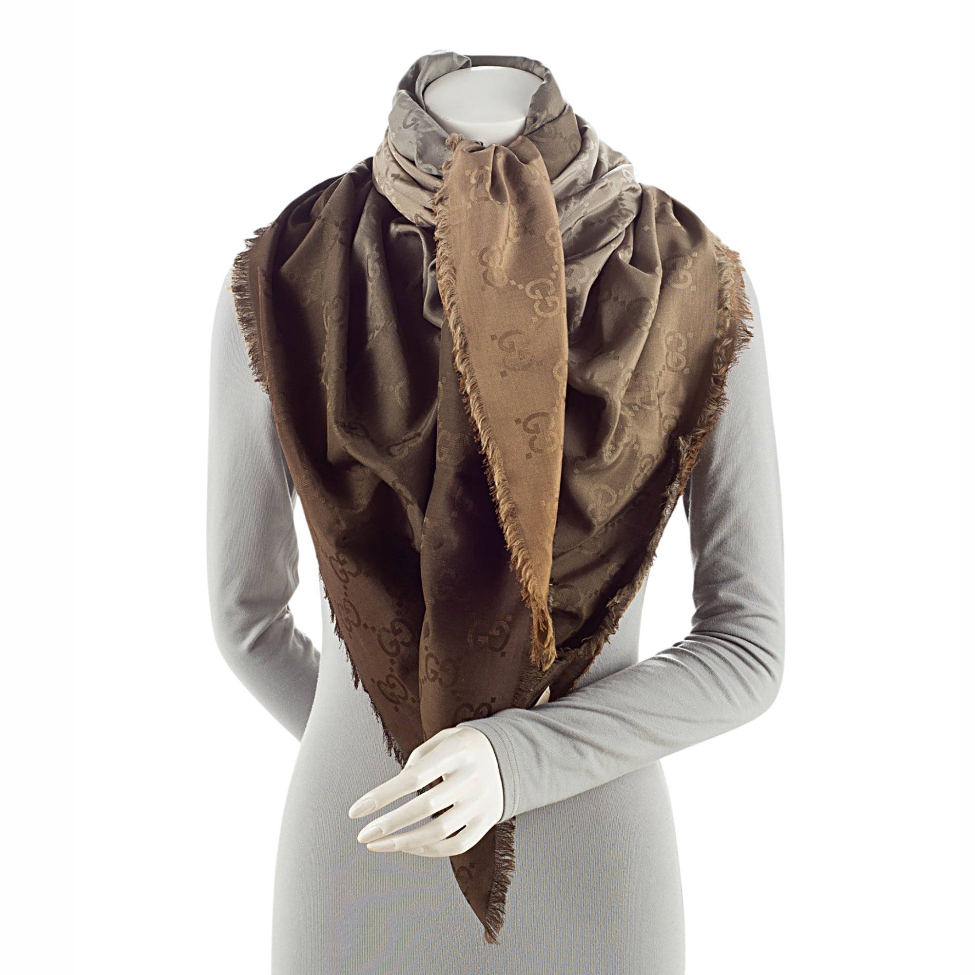 Gucci Silk Cashmere Ombre GG 140cm Shawl