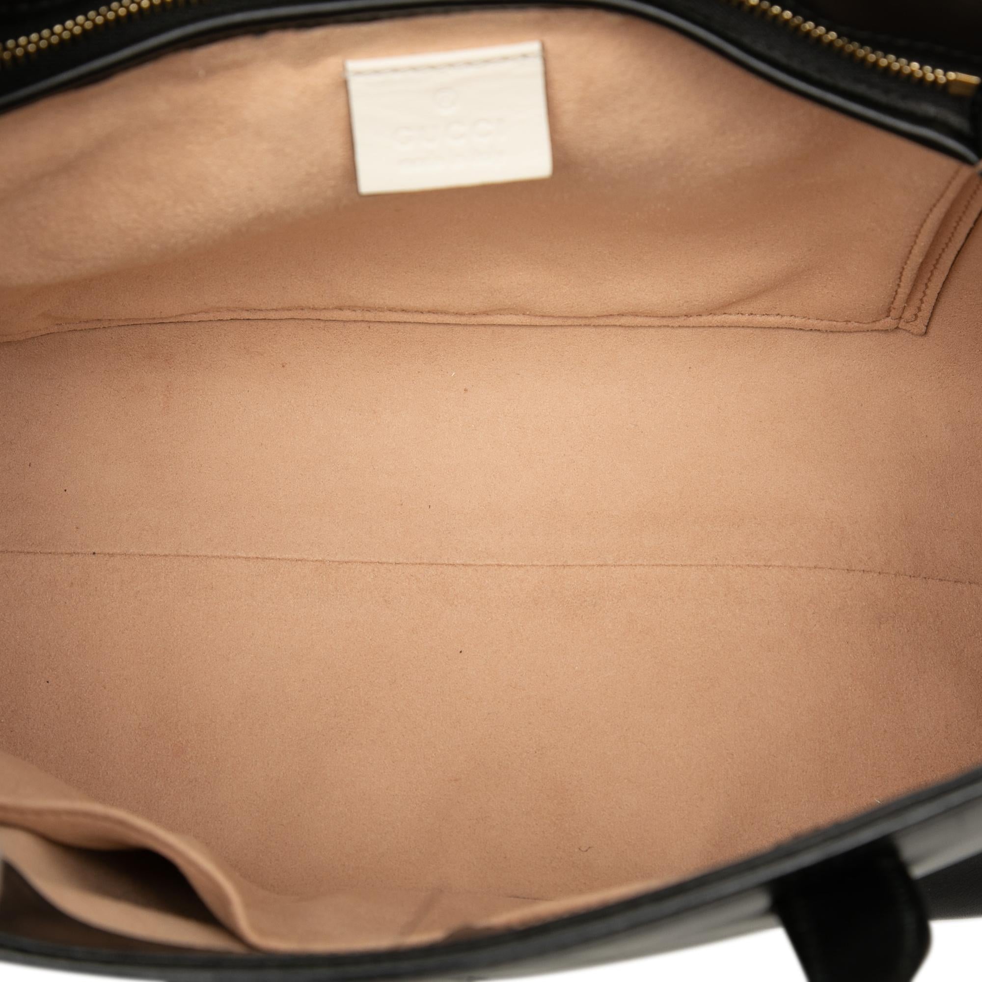 Gucci Small Bicolor Calfskin Bamboo Buckle Web Top Handle Bag