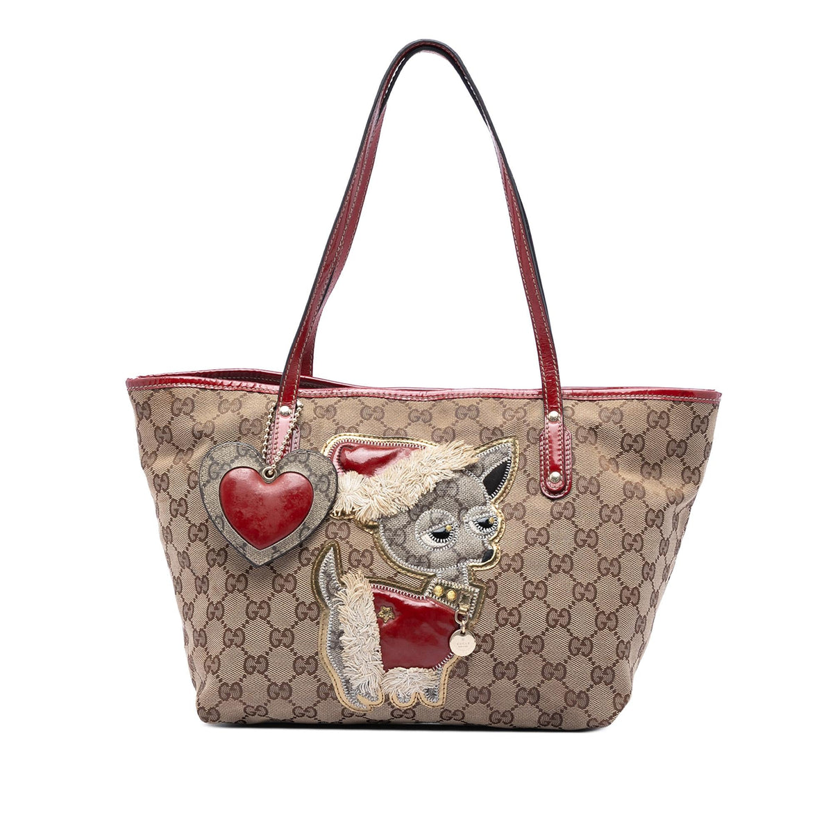 Gucci Small GG Canvas Brando Guccioli Holiday Chihuahua Tote