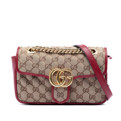 Gucci Small GG Marmont Matelasse Diagonal GG Canvas and Leather Shoulder Bag