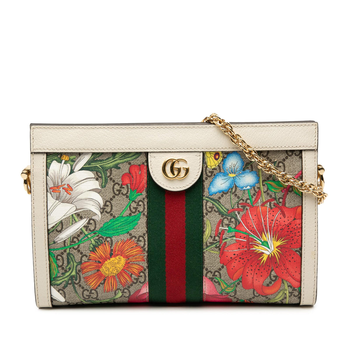 Gucci Small GG Supreme Flora Web Ophidia Chain Crossbody