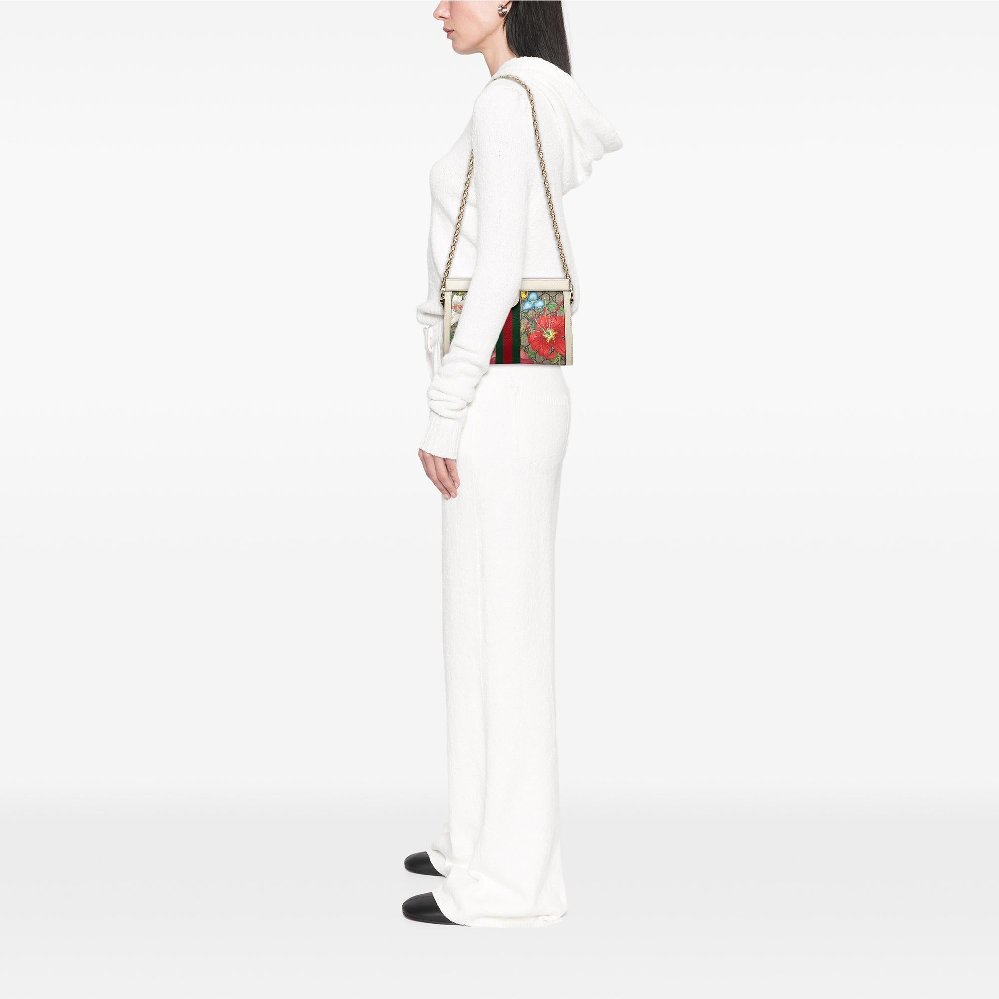 Gucci Small GG Supreme Flora Web Ophidia Chain Crossbody