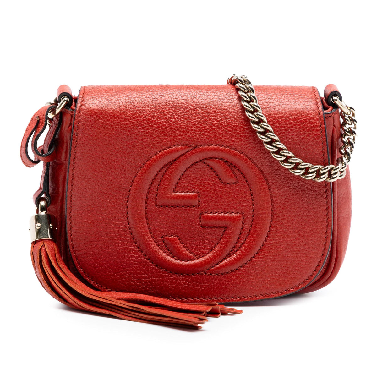 Gucci Small Leather Soho Chain Flap Crossbody