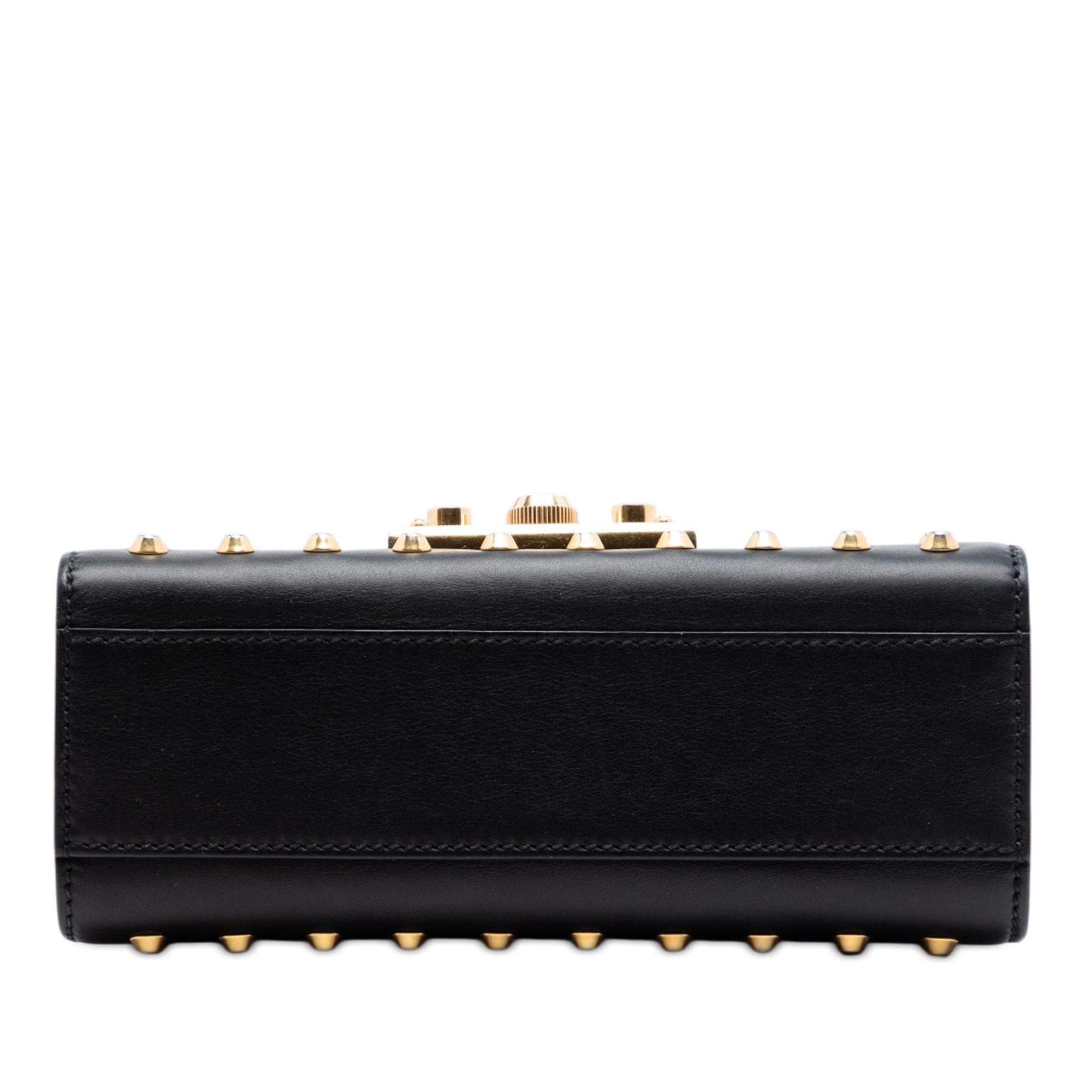 Gucci Small Pearl Studded Leather Padlock Crossbody