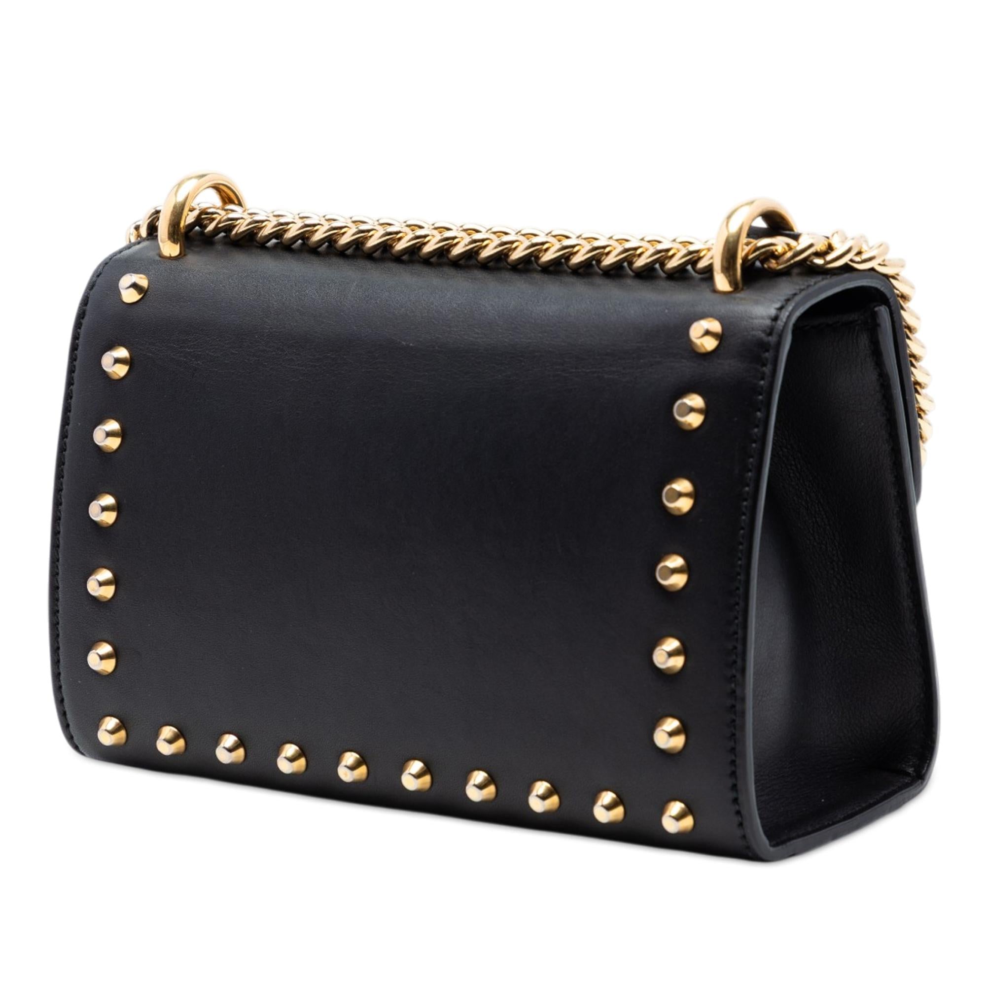 Gucci Small Pearl Studded Leather Padlock Crossbody