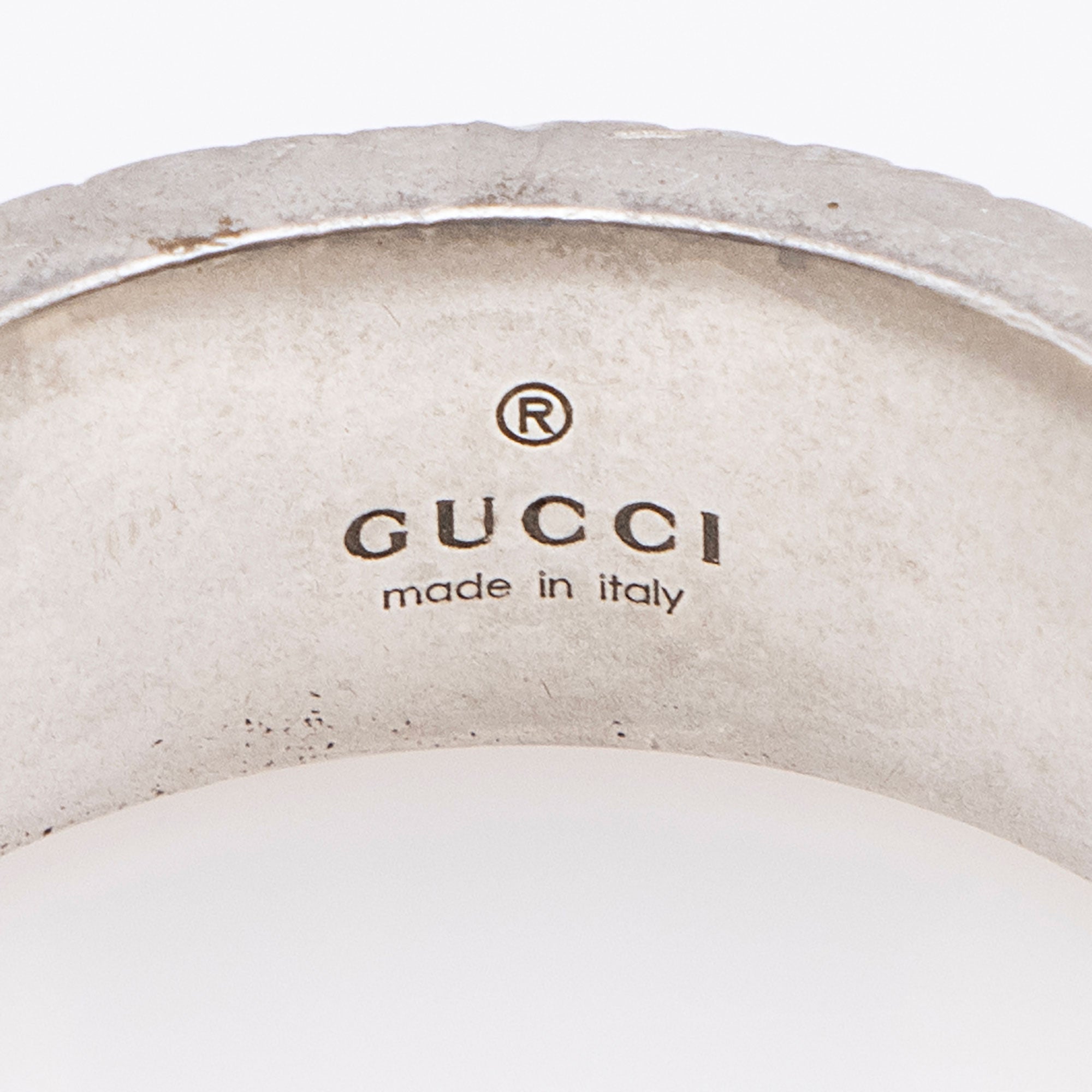Gucci Sterling Silver GG Wide Ring - Size 7 1/2