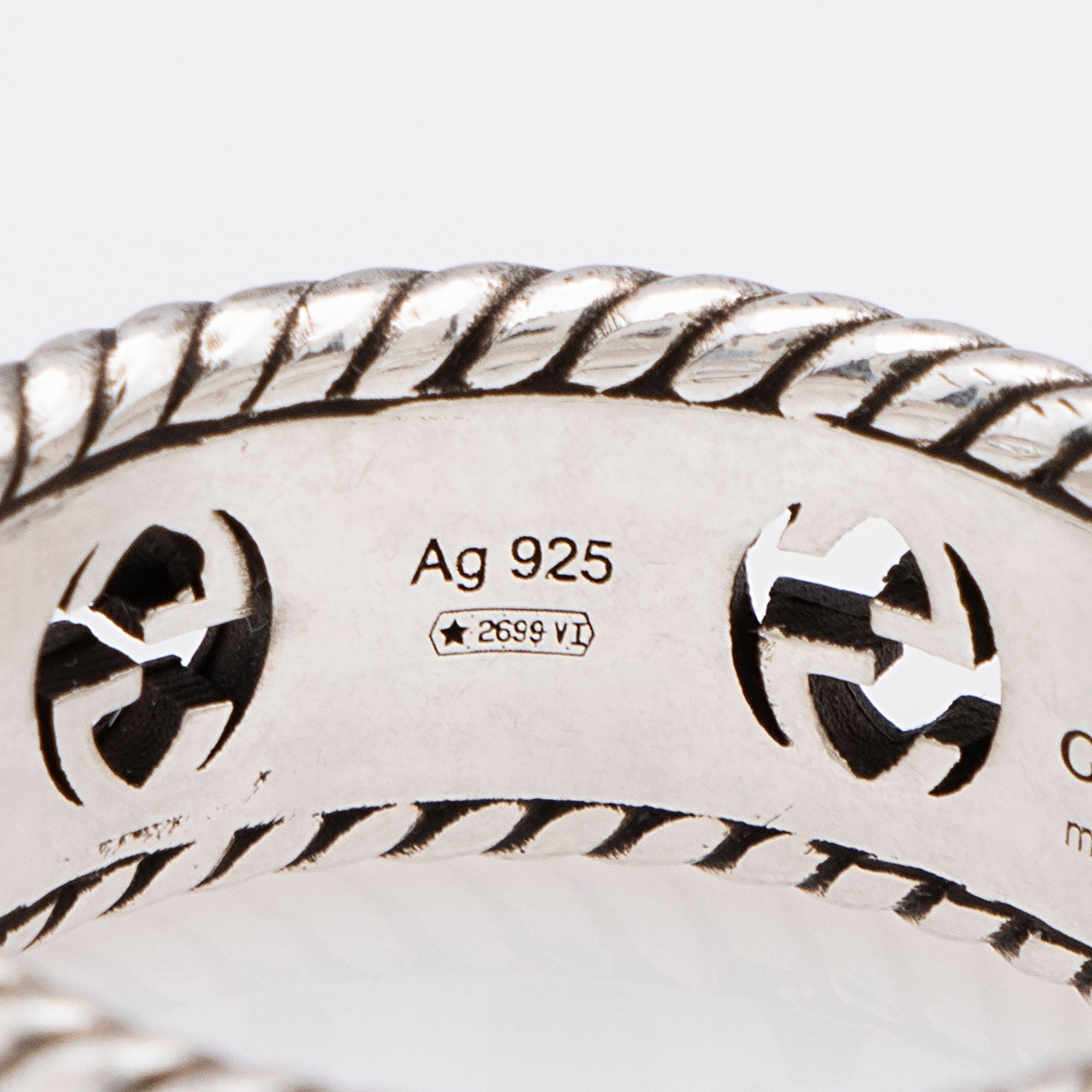 Gucci Sterling Silver Interlocking G Flower Ring - Size 8