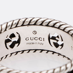 Gucci Sterling Silver Interlocking G Flower Ring - Size 8