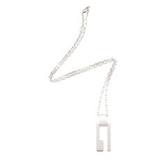Gucci Sterling Silver Open Logo Plate Chain Link Necklace