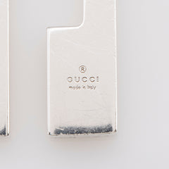 Gucci Sterling Silver Open Logo Plate Chain Link Necklace