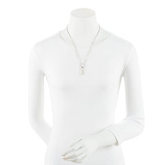 Gucci Sterling Silver Open Logo Plate Chain Link Necklace