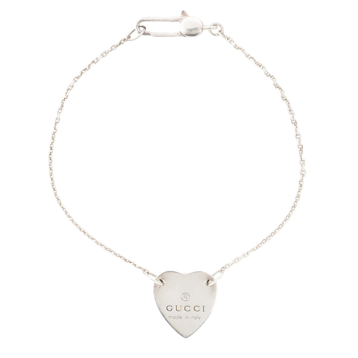Gucci Sterling Silver Trademark Heart Tag Bracelet