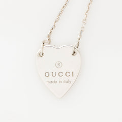 Gucci Sterling Silver Trademark Heart Tag Necklace
