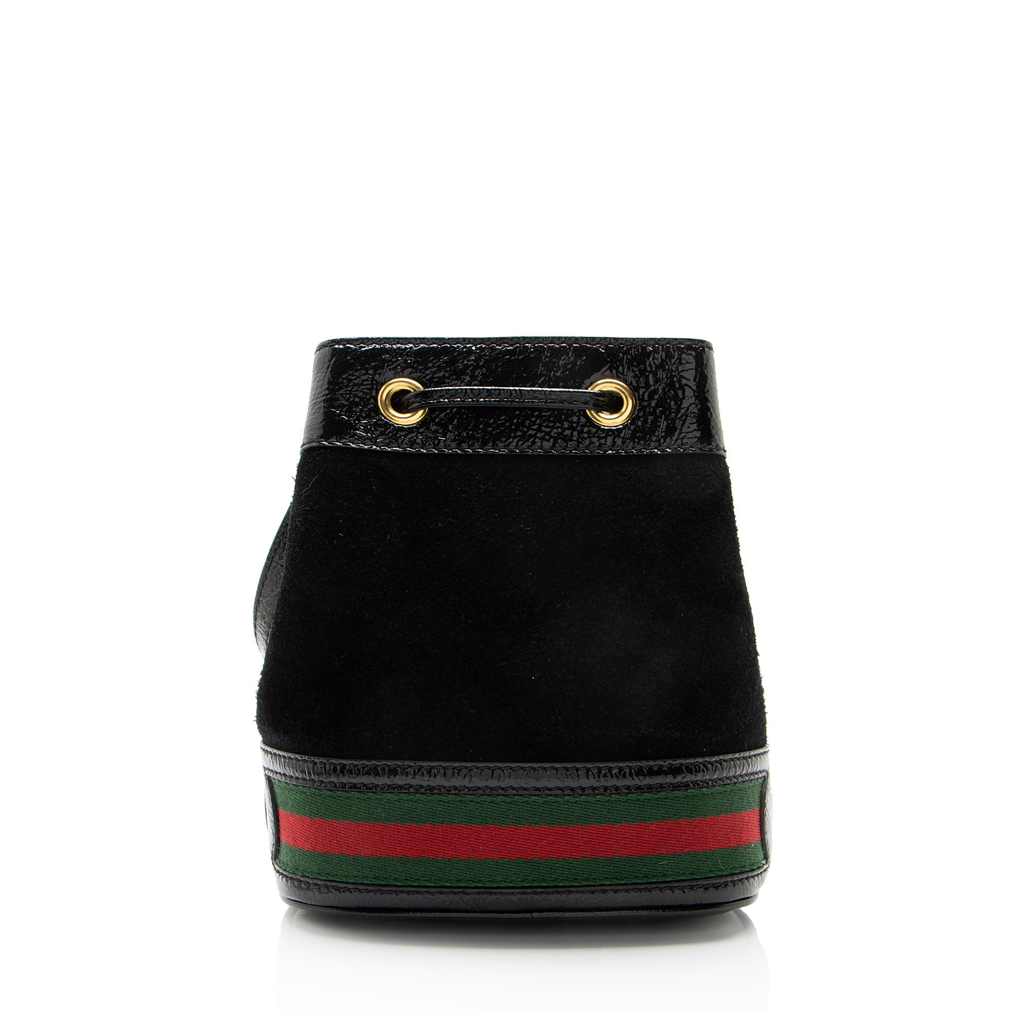 Gucci Suede Patent Leather Ophidia Mini Bucket Bag
