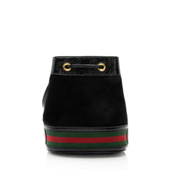 Gucci Suede Patent Leather Ophidia Mini Bucket Bag