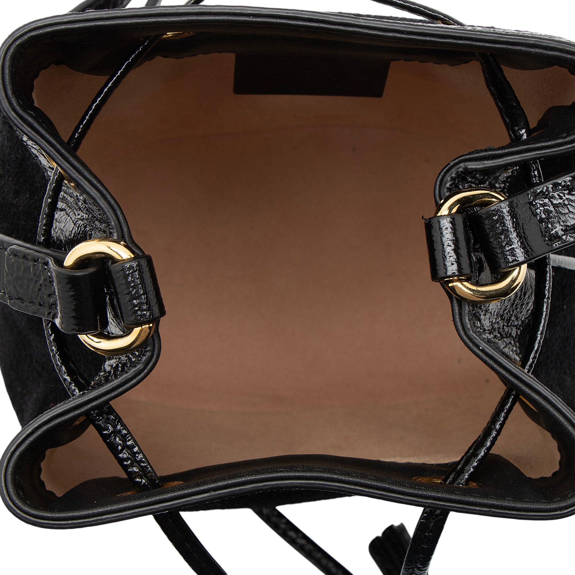 Gucci Suede Patent Leather Ophidia Mini Bucket Bag