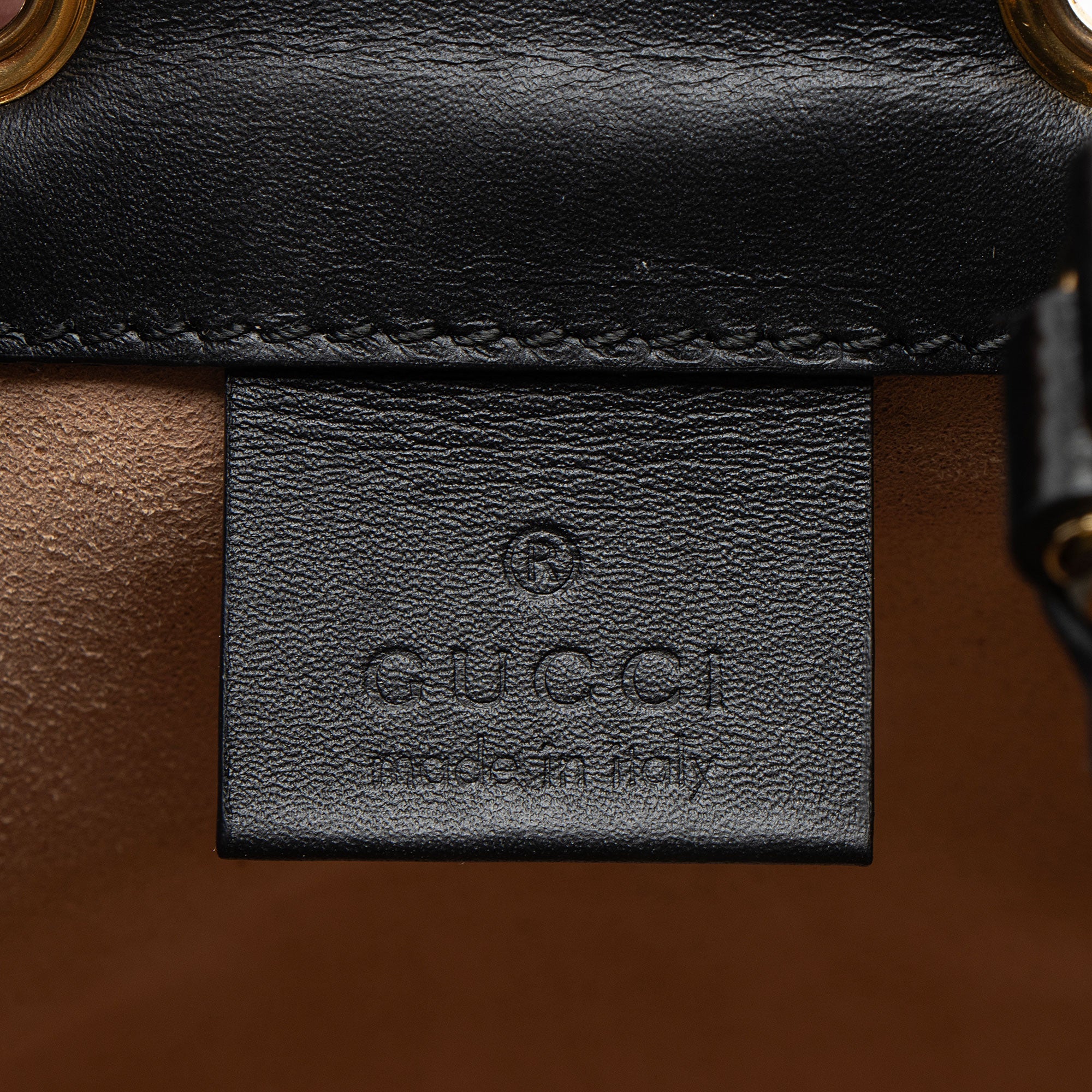 Gucci Suede Patent Leather Ophidia Mini Bucket Bag
