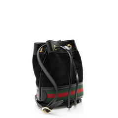 Gucci Suede Patent Leather Ophidia Mini Bucket Bag