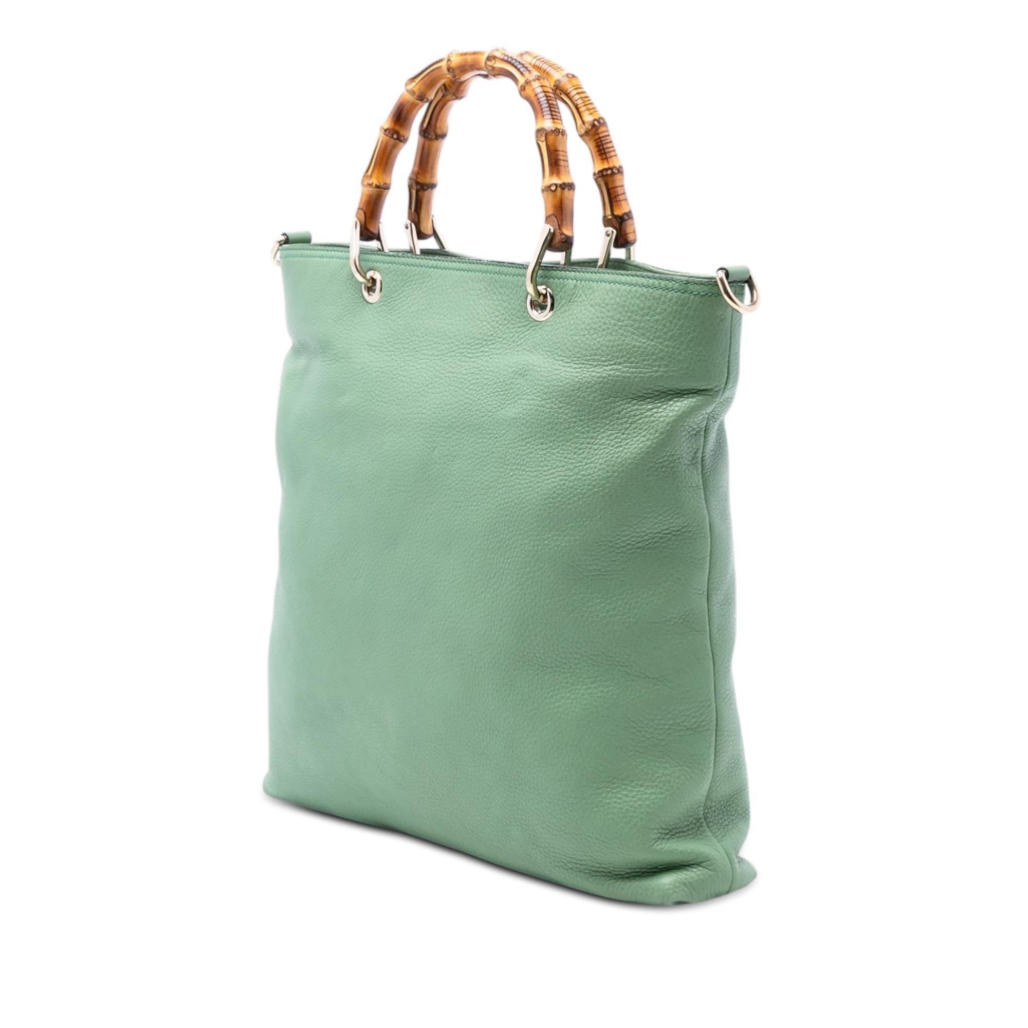 Gucci Tall Leather Bamboo Shopper Tote