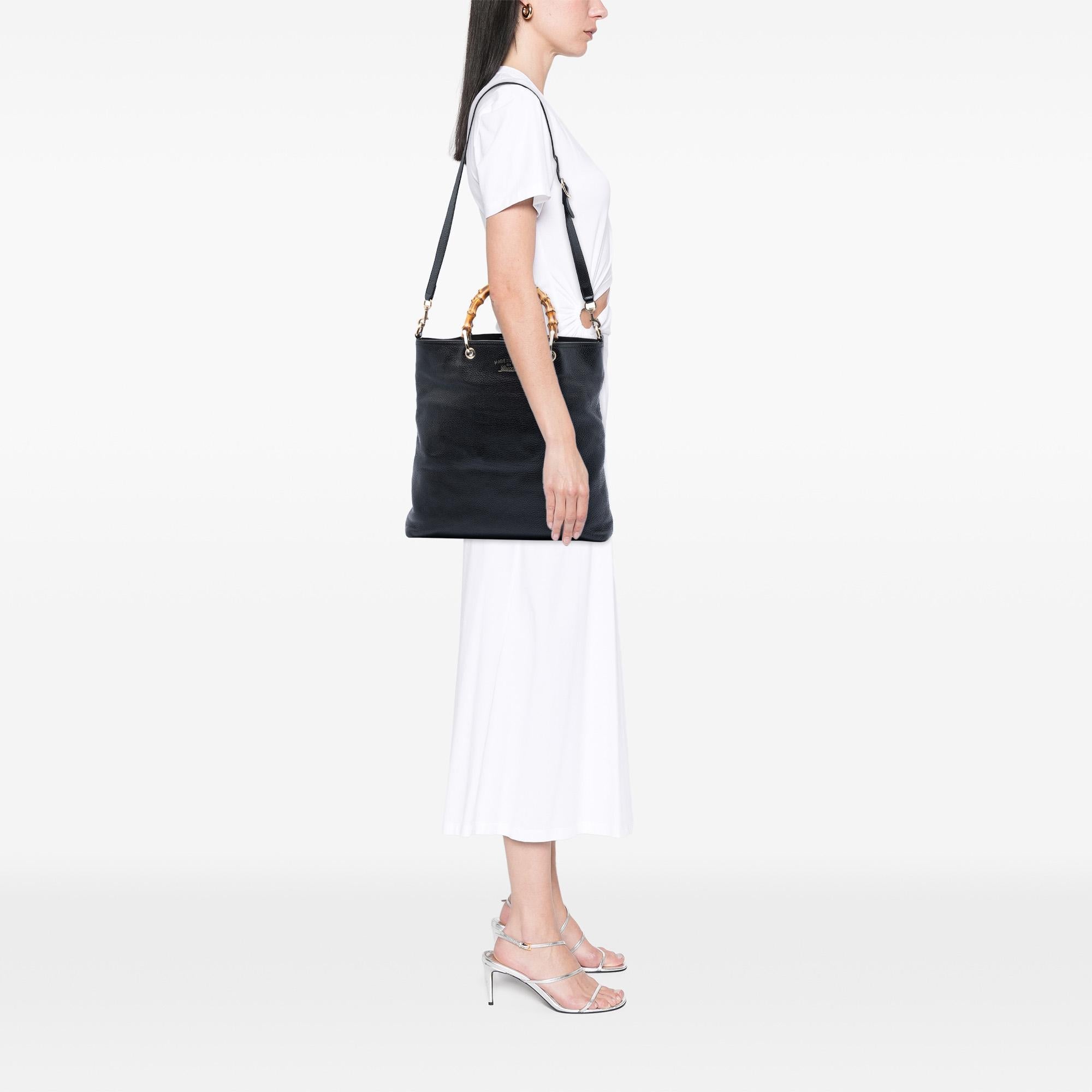 Gucci Tall Leather Bamboo Shopper Tote