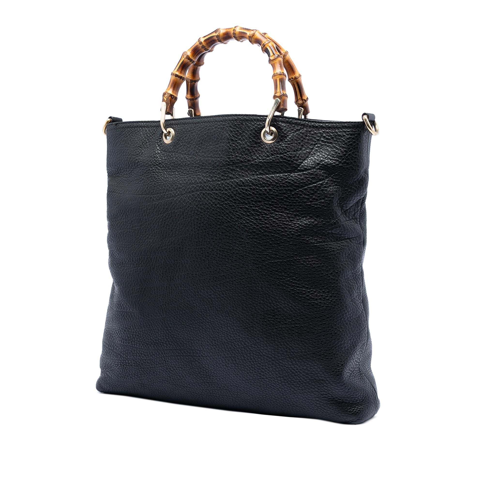 Gucci Tall Leather Bamboo Shopper Tote