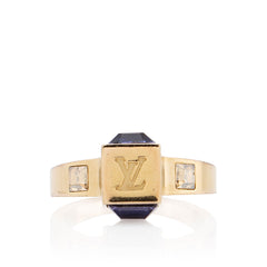 Louis Vuitton Brass Crystal Gamble Ring - Size 5 1/2