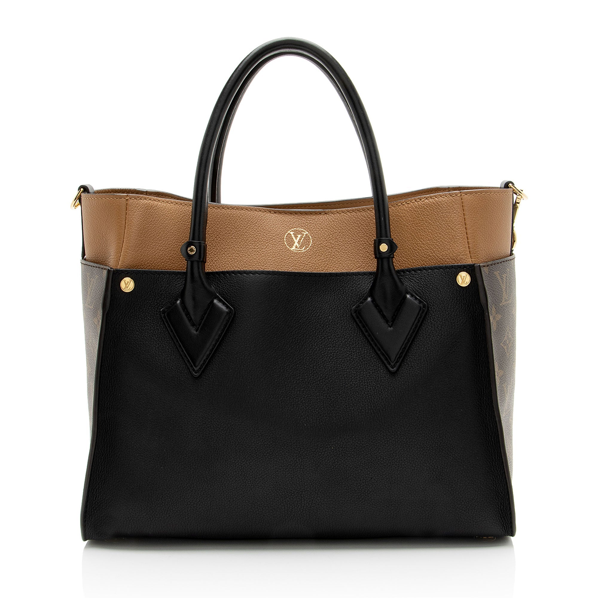 Louis Vuitton Calfskin Monogram Canvas On My Side MM Tote